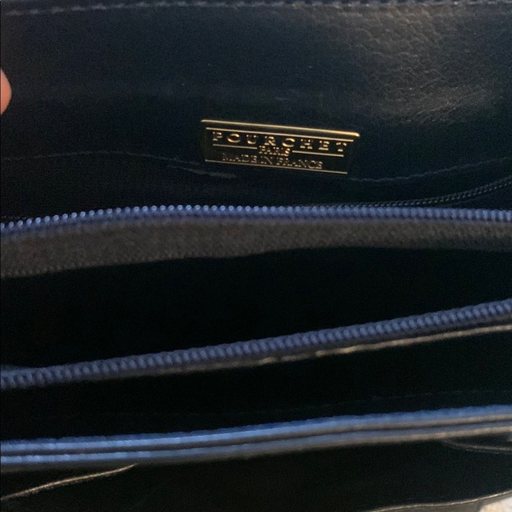 Vintage Pourchet Paris Navy Bag with Structured Design Made in France ๐ซ๐ท - Picture 10 of 15